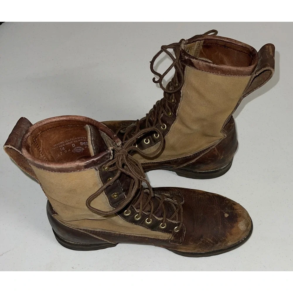 Filson Upland Boots Mens 14 D Brown Leather Canvas Vibram Gumlite Hunting 84574